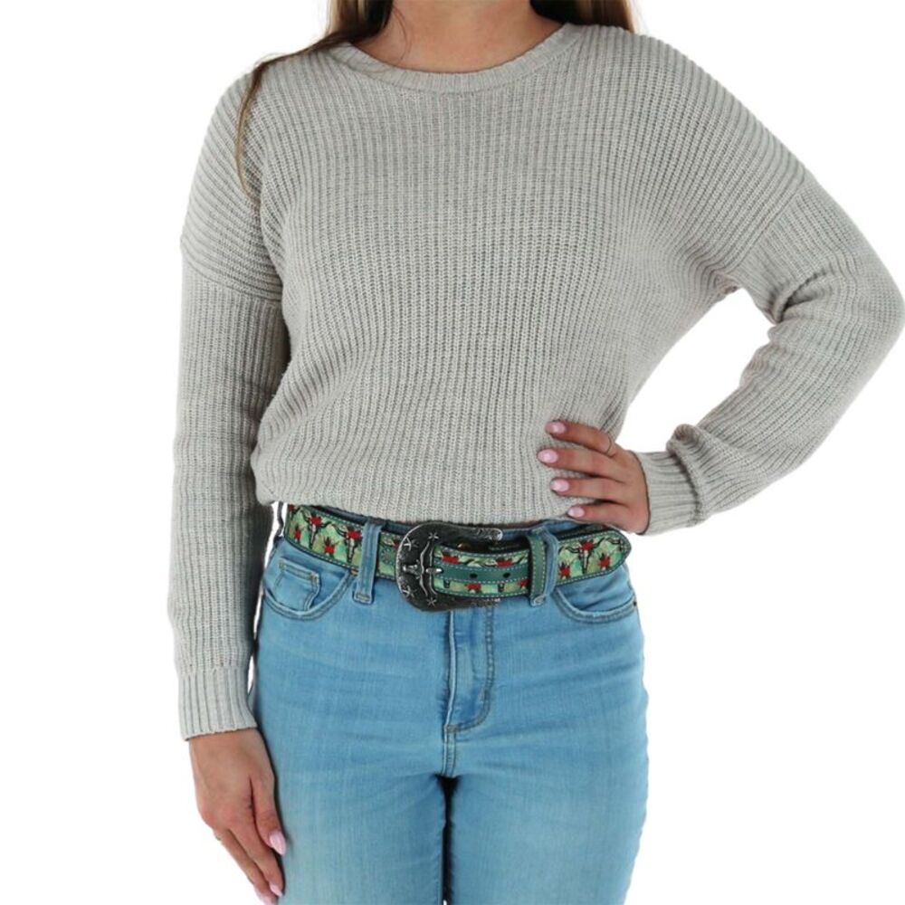 Ariat Women's Longhorn Floral Print Western Belt - Picture 3 of 4
